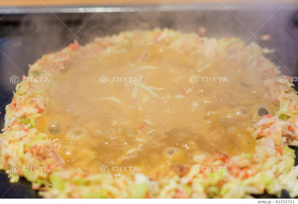 もんじゃ焼き-少し焼く